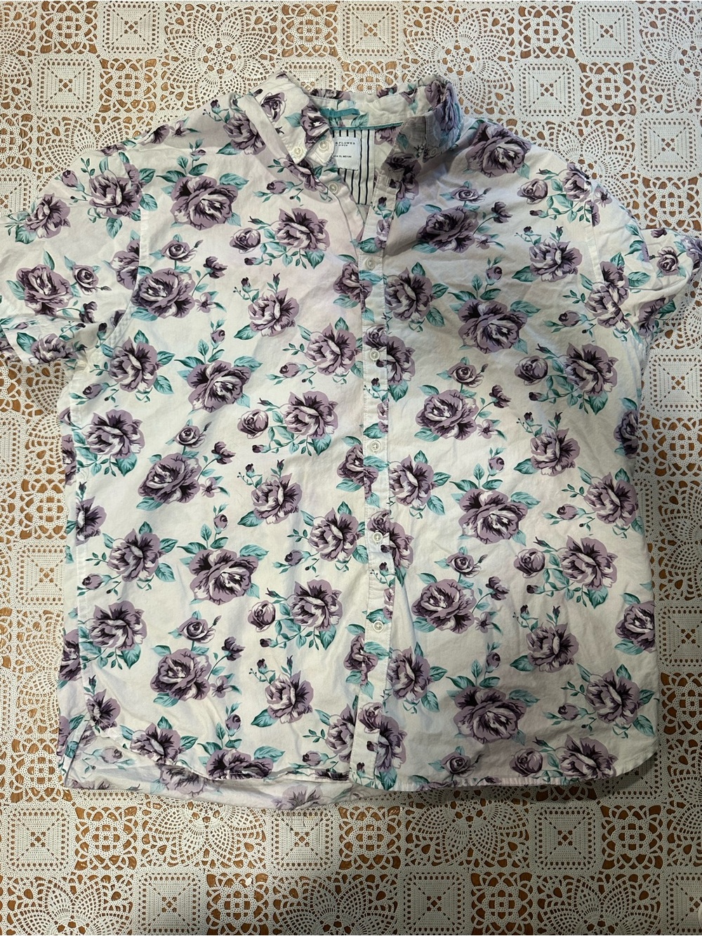 Denim & Flower Ricky Singh Men’s XL Purple Rose Floral Button Shirt